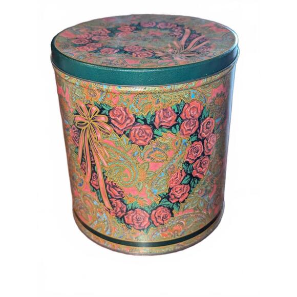 Decorative Floral Heart Tin Container - Picture 1 of 4